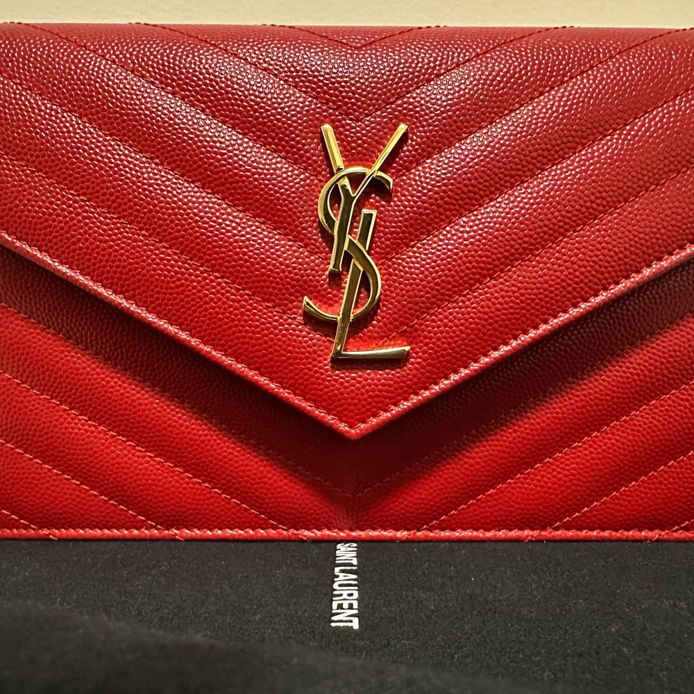 Saint Laurent Red Quilted Leather Cassandre WOC